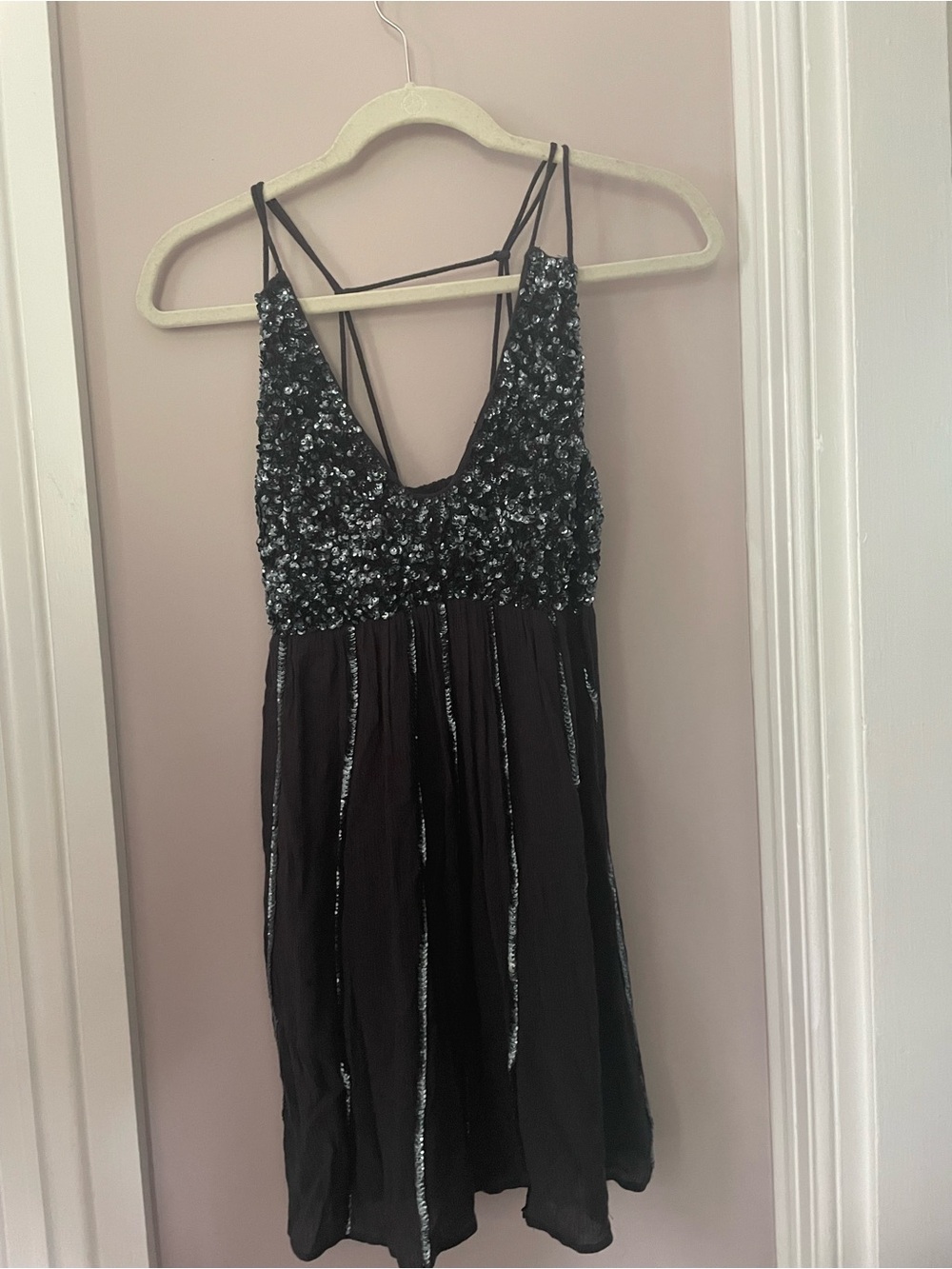 Free people sequin navy blue party dress